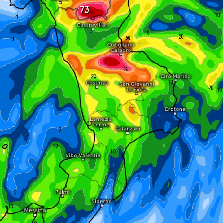 Meteo Cosenza, nel weekend in arrivo temporali e neve sui monti