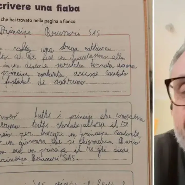 Brunori come il principe delle fiabe, il compito in classe della piccola Mirella