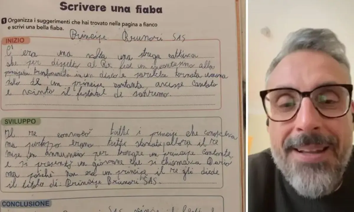 Brunori come il principe delle fiabe, il compito in classe della piccola Mirella