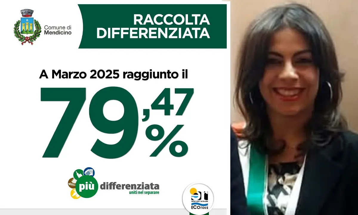 Mendicino, raccolta differenziata da record. Bucarelli: «Completa al 79,47%»