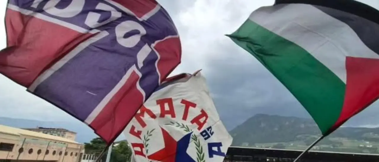 Multa per la bandiera della Palestina durante Südtirol-Cosenza, Sinistra Italiana: «Interdetti»