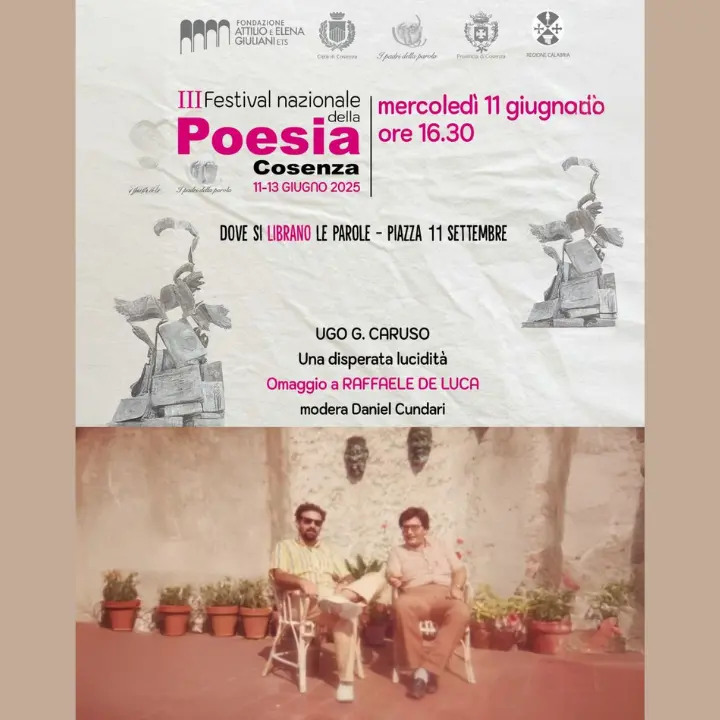 Omaggio a Raffaele De Luca al Festival Nazionale di Poesia a Cosenza