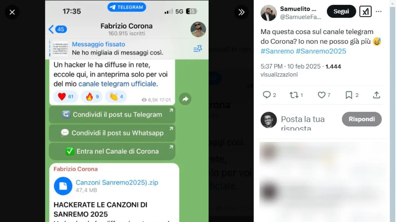 Sanremo 2025 e il caso Fabrizio Corona: il pericolo dei file zip falsi