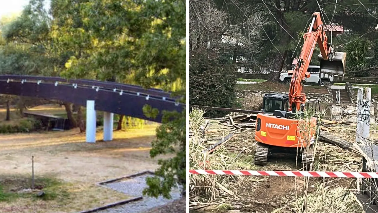 Villaggio Europa: iniziato lo smantellamento del ponte pedonale sull'Emoli