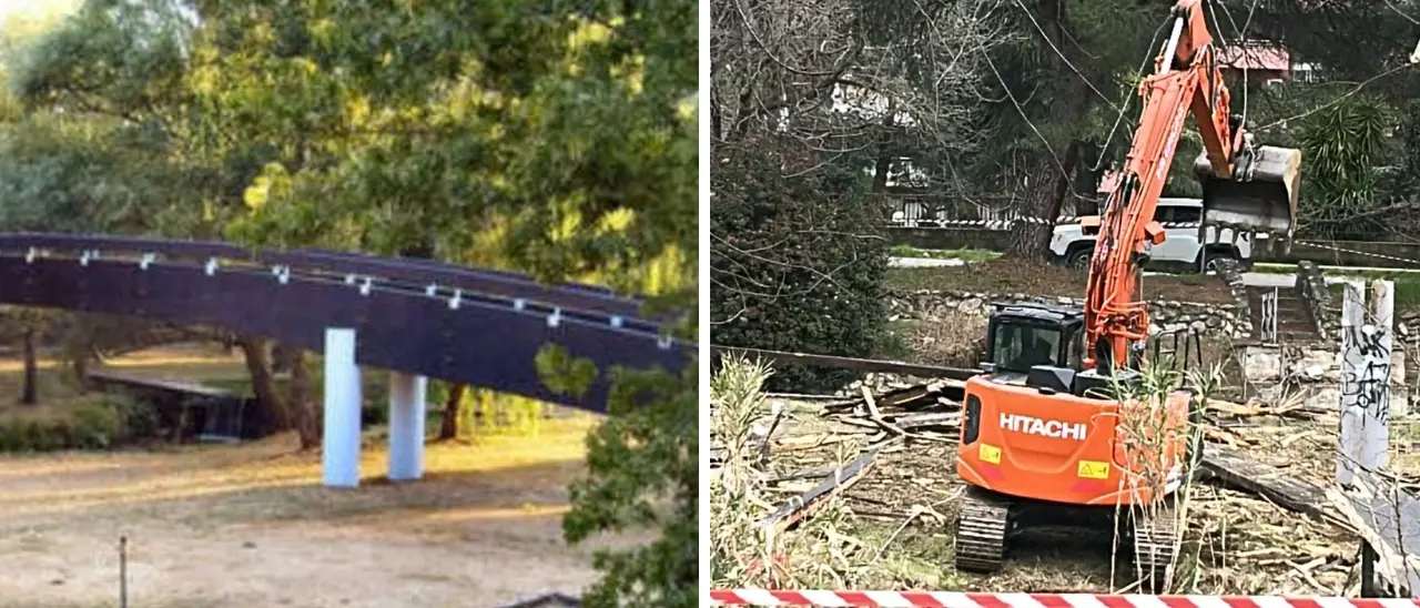 Villaggio Europa: iniziato lo smantellamento del ponte pedonale sull'Emoli