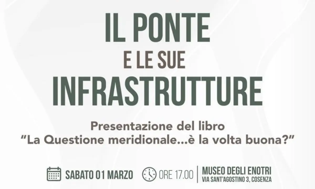 \"Il Ponte e le sue Infrastrutture\": secondo appuntamento con Giacomo Francesco Saccomanno a Cosenza