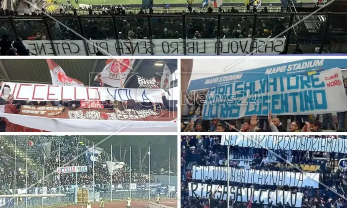 \"Uccello vola\", striscioni in tutta Europa per ricordare l'ultrà del Cosenza Salvatore Iaccino