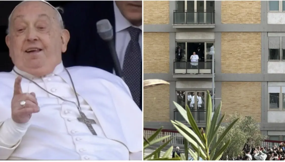 Il Papa saluta i fedeli dal balcone dell'ospedale. È la prima apparizione dal ricovero