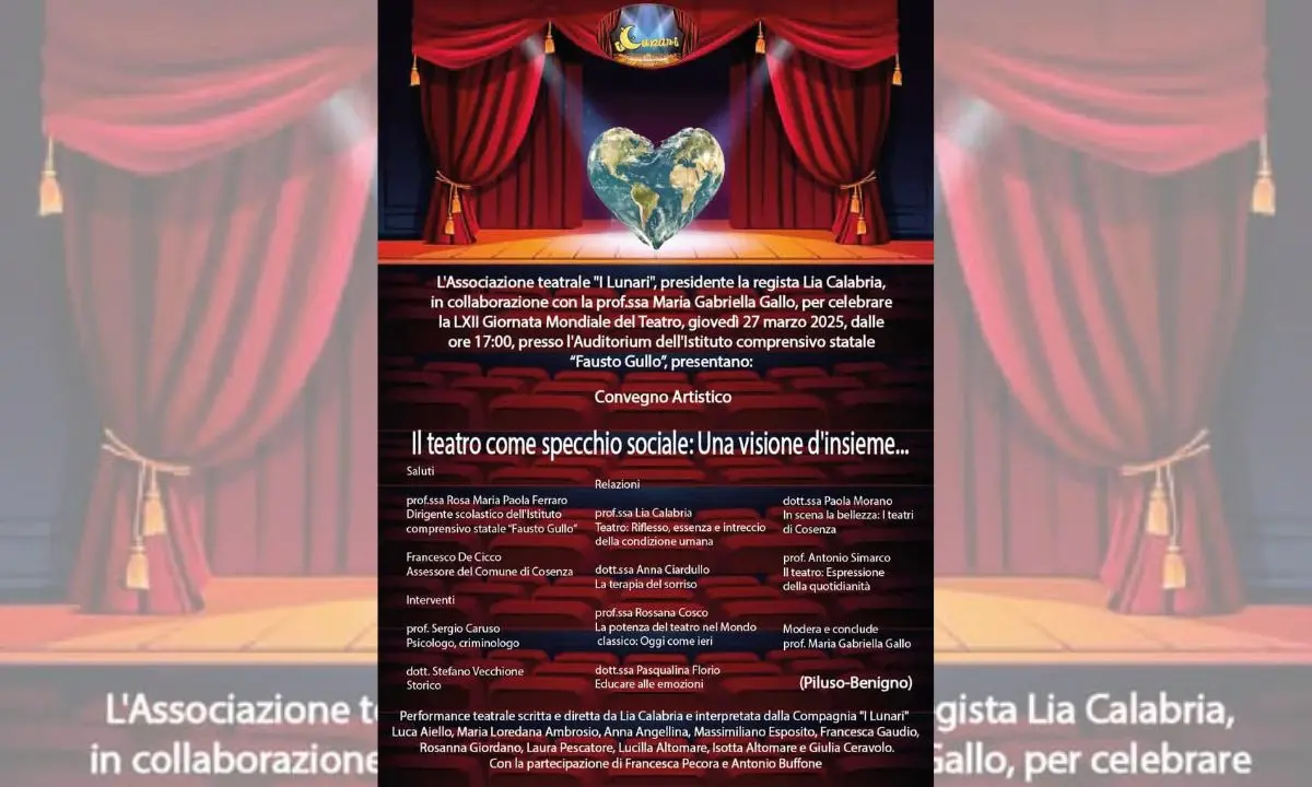 A Cosenza il convegno \"Il teatro come specchio sociale\": arte, emozioni e impegno