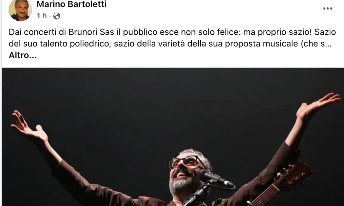 Marino Bartoletti dopo il live di Brunori: «Dario ha mandato a casa tutti felici!»
