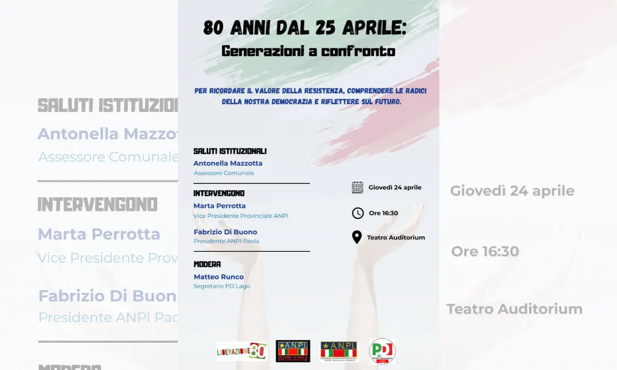 Il prossimo 24 aprile a Lago incontro sulla Festa della Liberazione