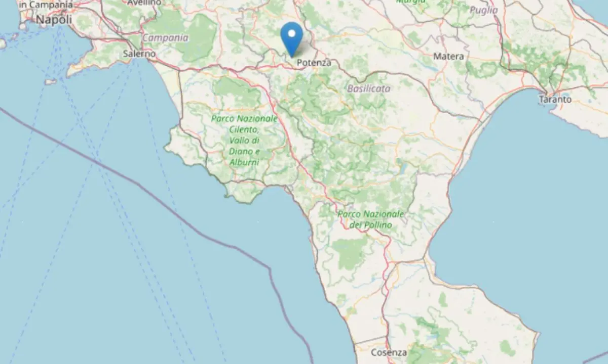 Terremoto di magnitudo 3.4 a Picerno: scossa avvertita nella notte in provincia di Potenza
