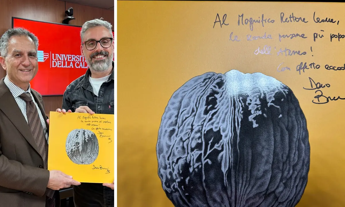 Brunori all'Unical scherza col Rettore Leone: «Sei la seconda persona più popolare dell'Ateneo»