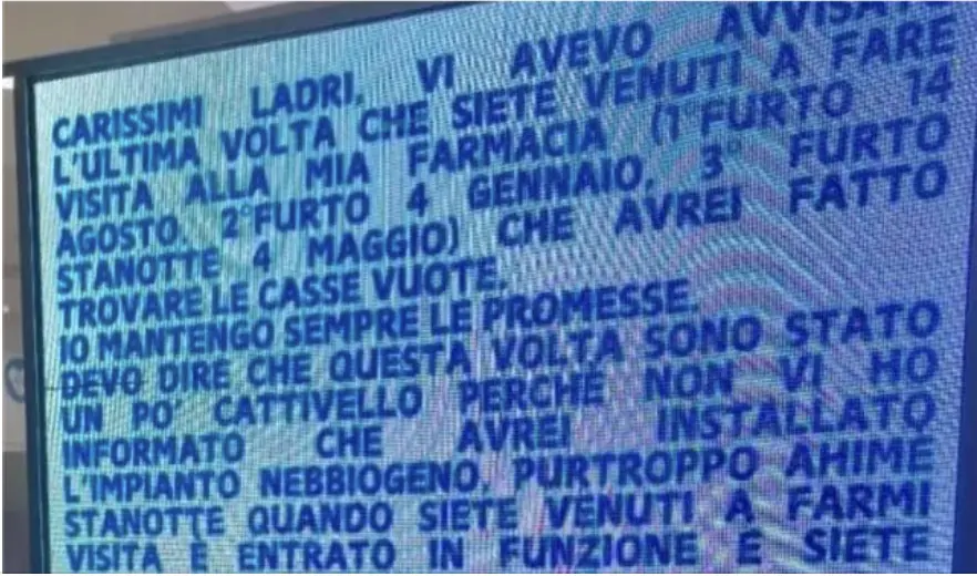 Colpo fallito con... beffa. Ecco la sorpresa preparata per i ladri di una farmacia