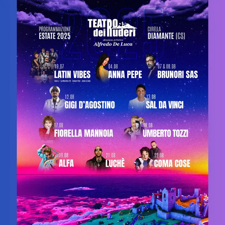 Festival dei Ruderi di Diamante, tutti i concerti dell'estate