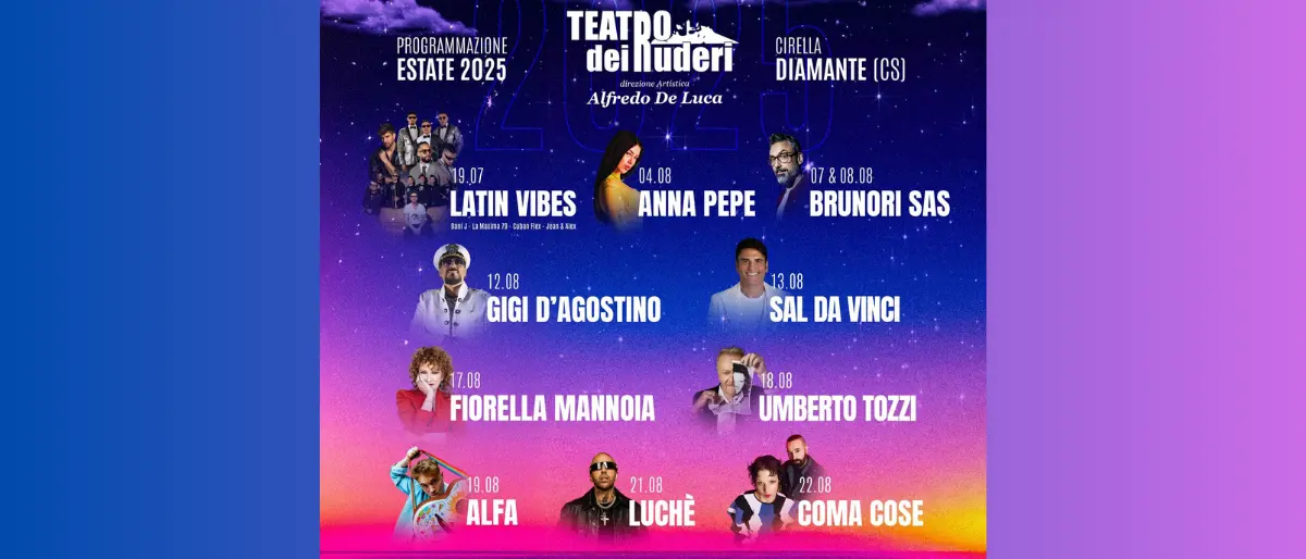 Festival dei Ruderi di Diamante, tutti i concerti dell'estate