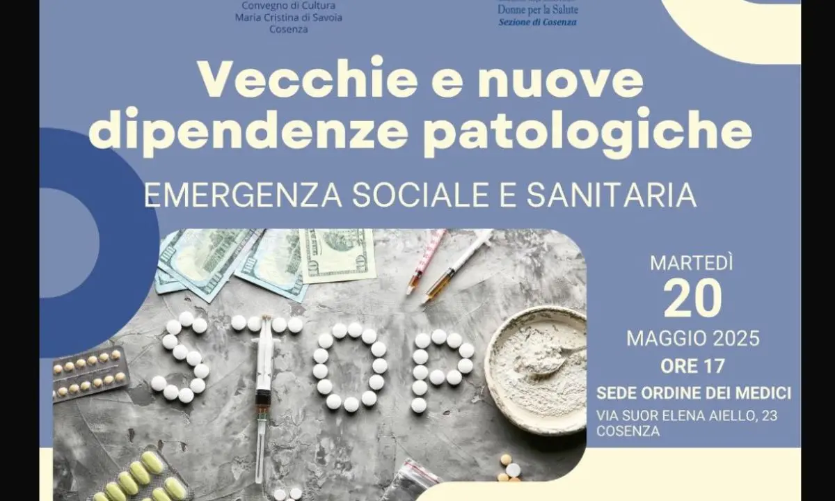 “Vecchie e nuove dipendenze”, a Cosenza un incontro su emergenza sanitaria e impatto sociale