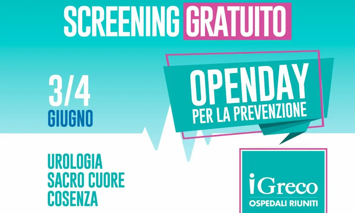 Cosenza, open day di urologia il 3 e 4 giugno alla sede Sacro Cuore degli iGreco Ospedali Riuniti