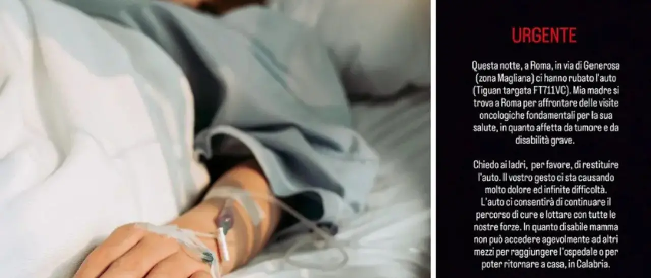 Calabrese va Roma per curarsi dal tumore e le rubano l'auto, l'appello dei familiari ai ladri