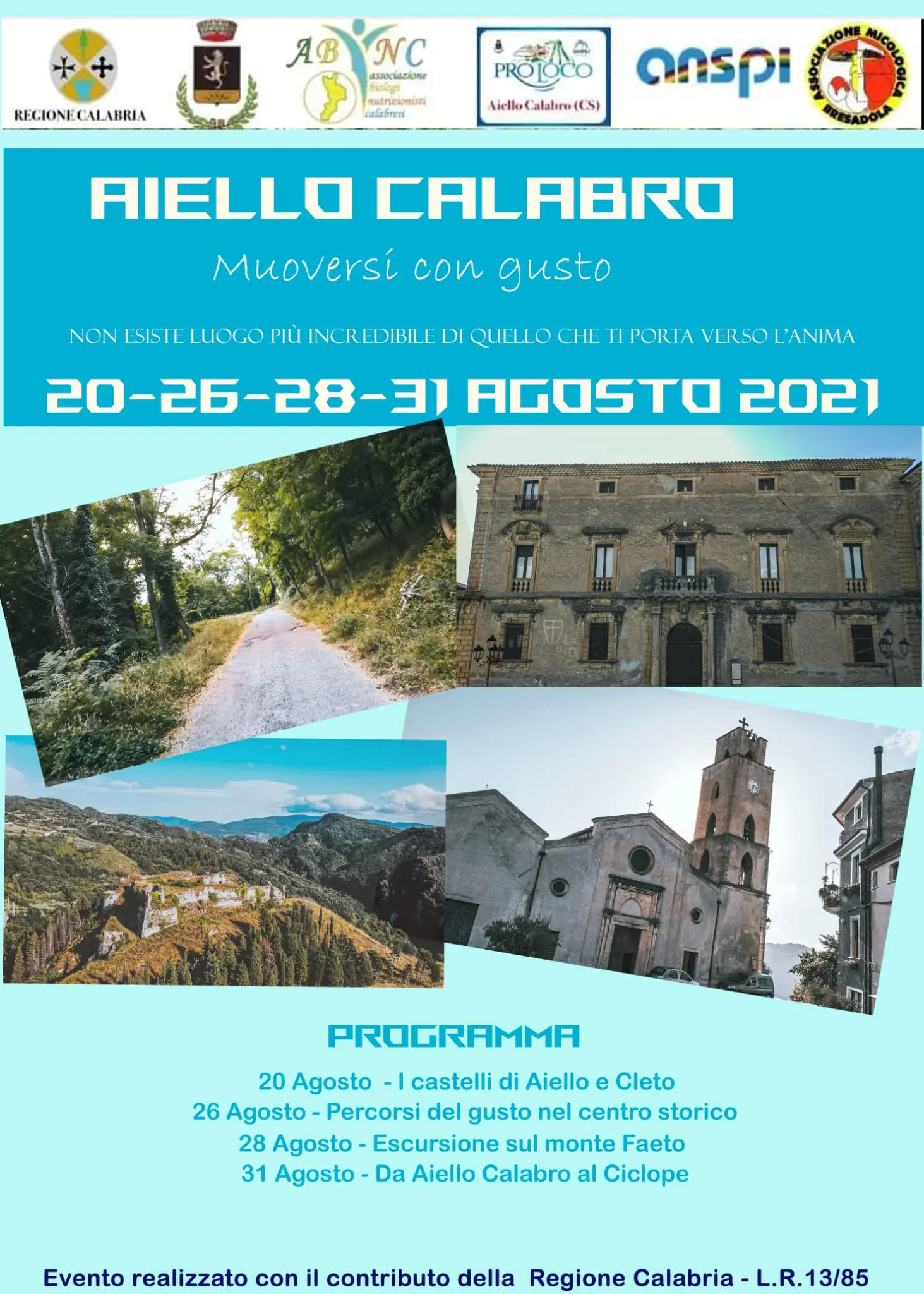 Il 20 agosto ad Aiello Calabro parte il progetto \"Muoversi con gusto\"