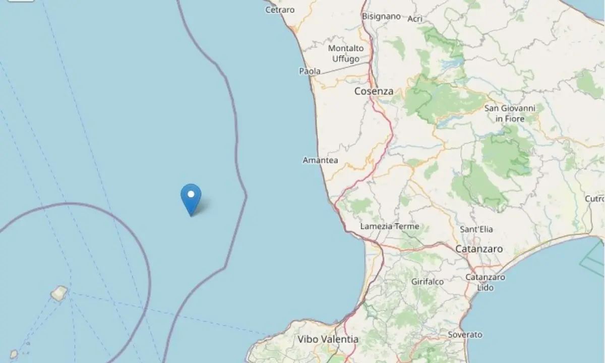 Terremoto di 4.4 nel Mar Tirreno calabrese. Non sono segnalati danni