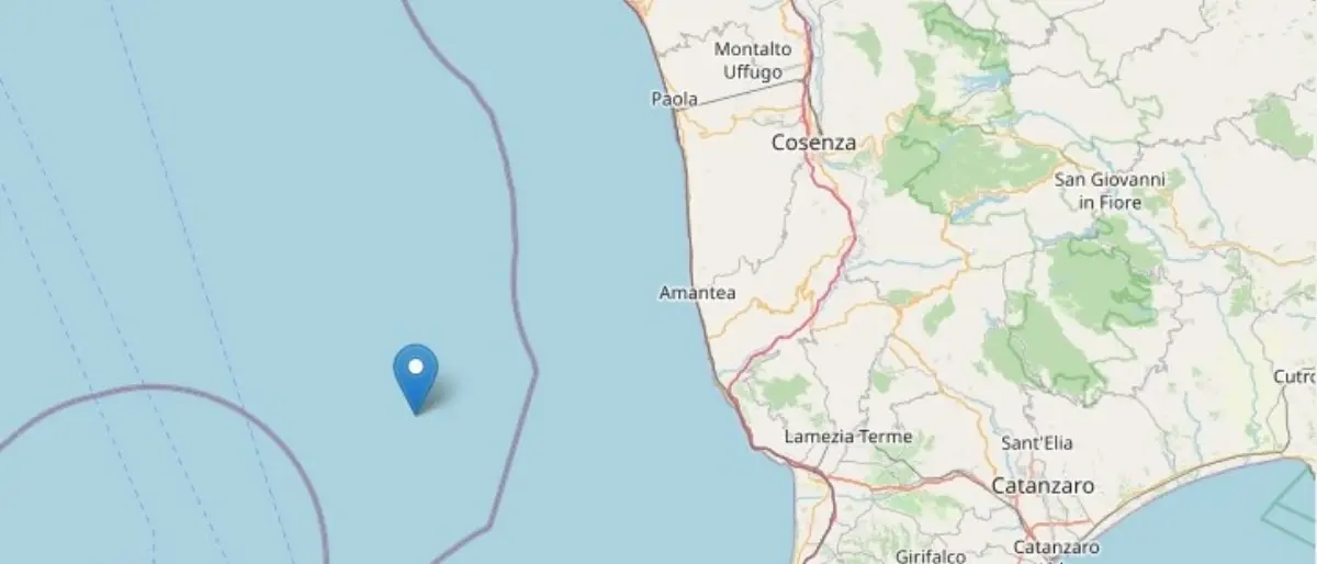 Terremoto di 4.4 nel Mar Tirreno calabrese. Non sono segnalati danni