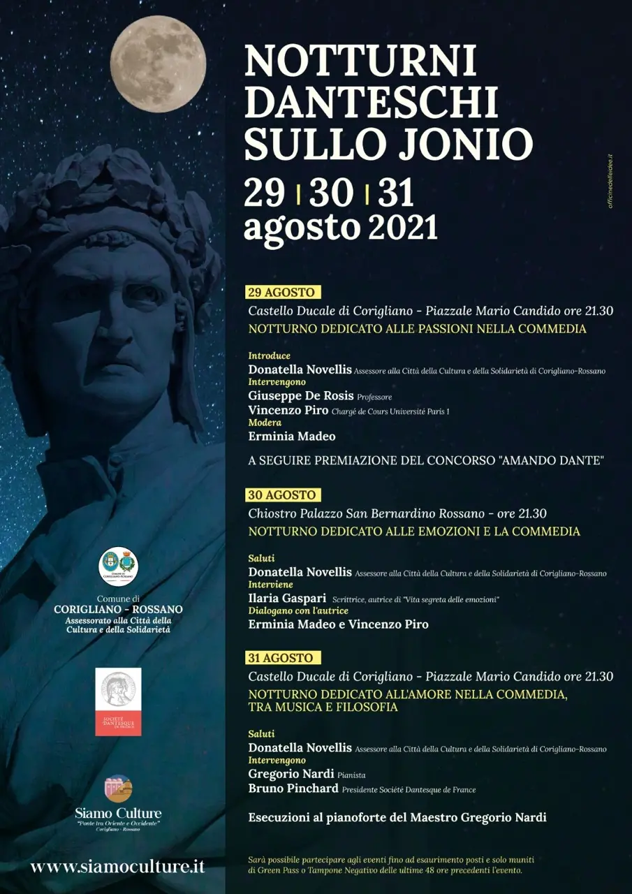 Corigliano Rossano, parte dal 29 agosto \"Notturni danteschi sullo Jonio\"
