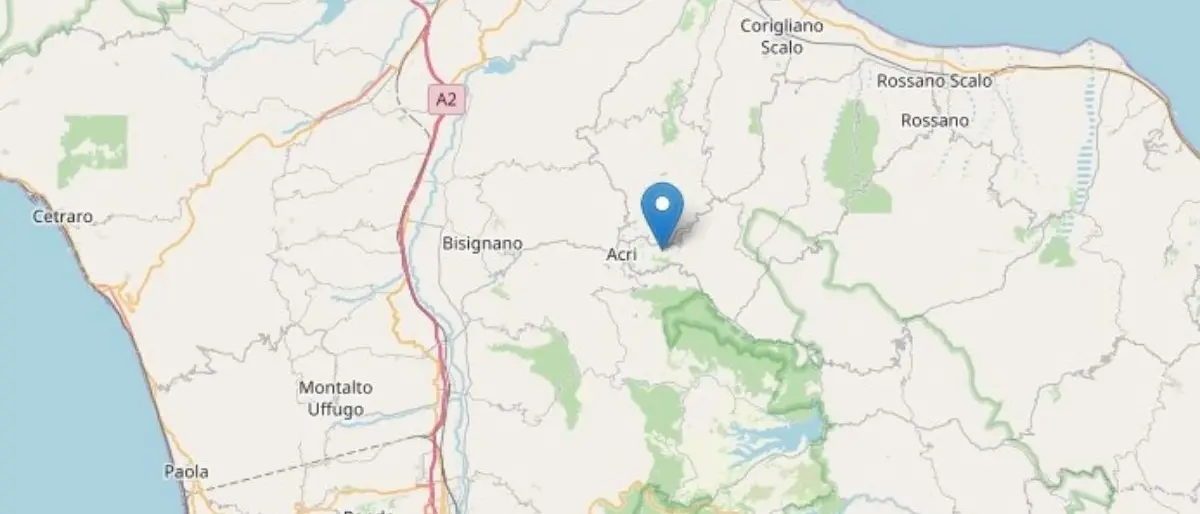 Terremoto di magnitudo 2.9 nel cosentino: epicentro ad Acri