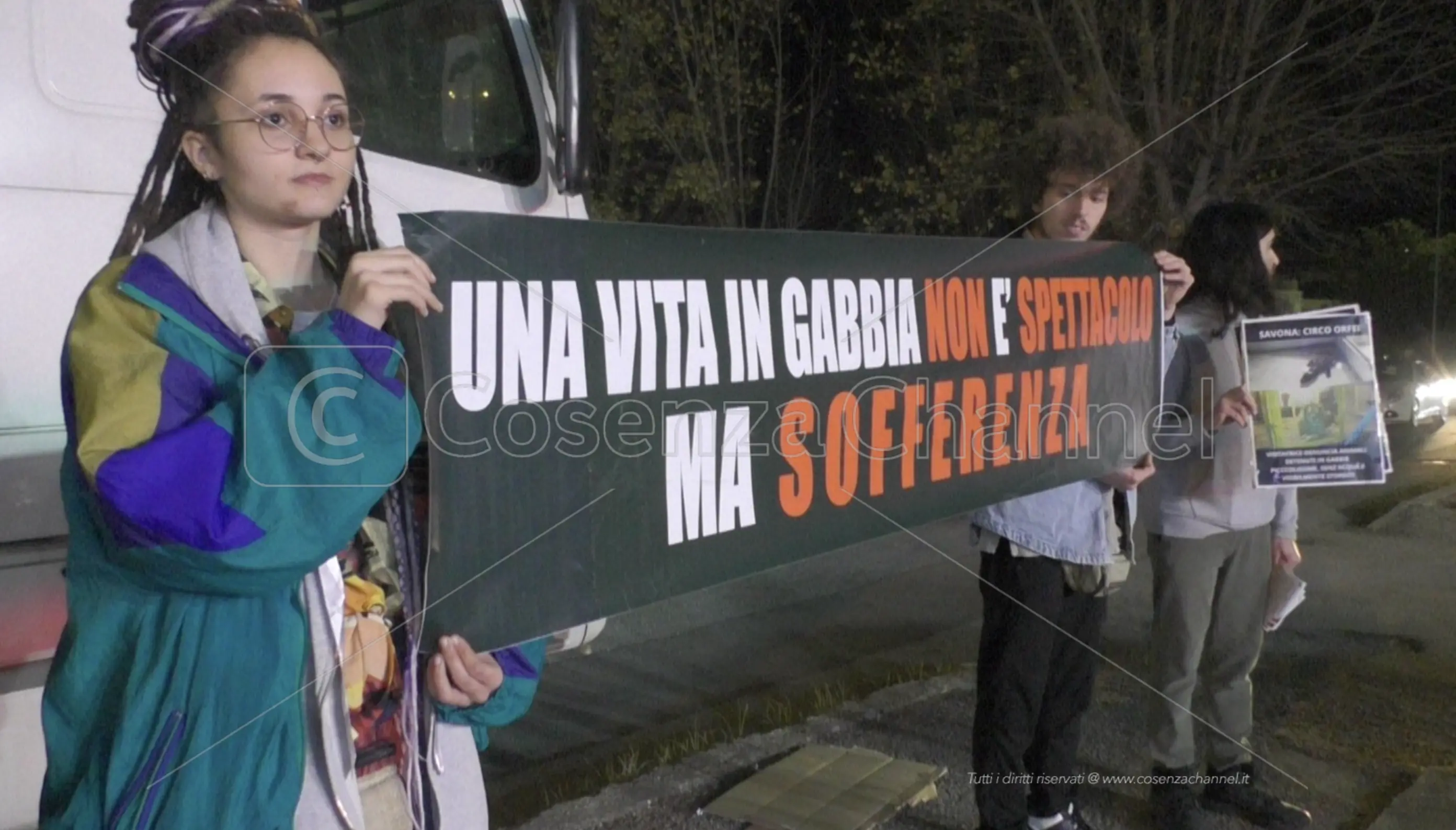 Rende, animalisti protestano davanti al circo e arrivano i carabinieri | VIDEO