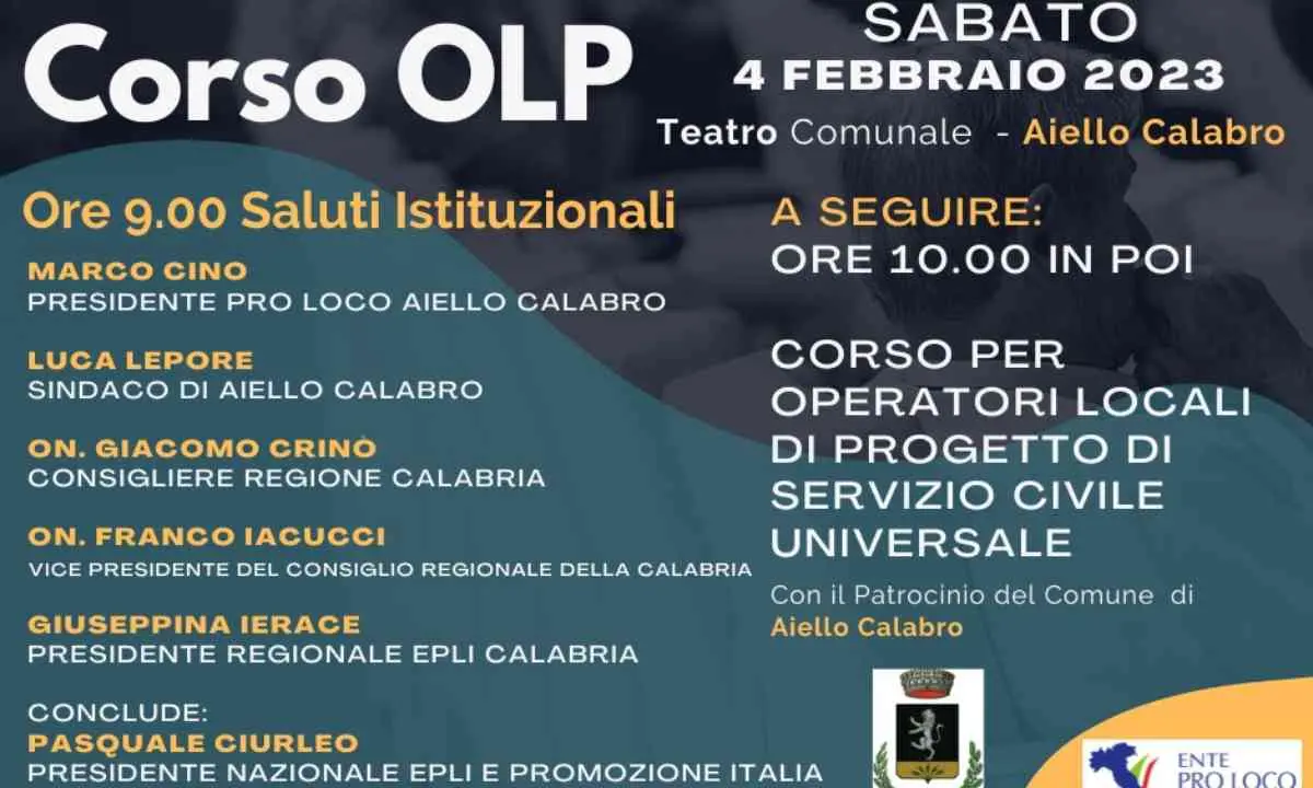 Servizio civile, ad Aiello un corso regionale per operatore locale di progetto