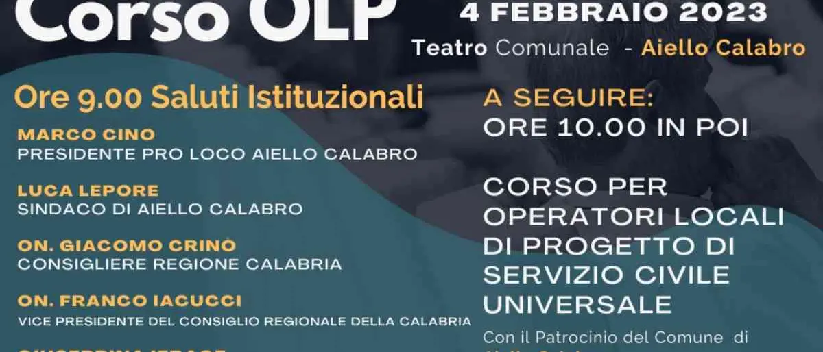 Servizio civile, ad Aiello un corso regionale per operatore locale di progetto