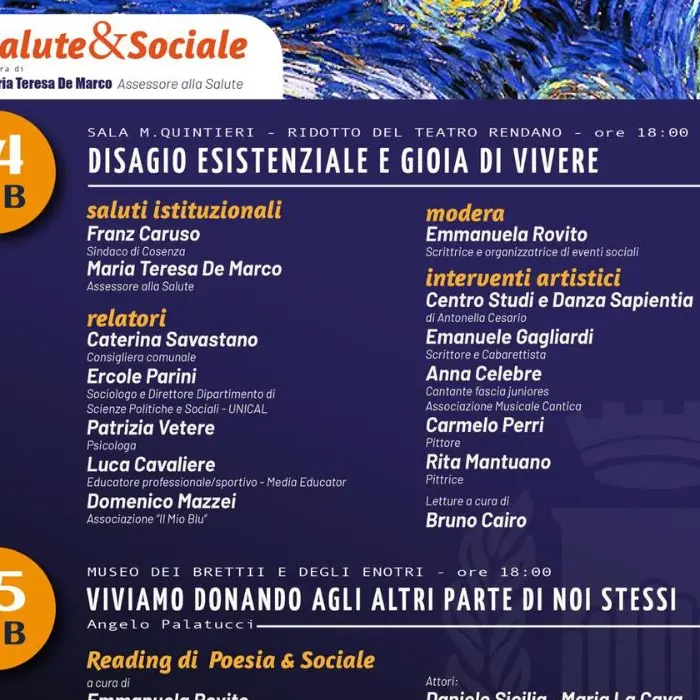 Disagio esistenziale e gioia di vivere: convegno al Teatro Rendano