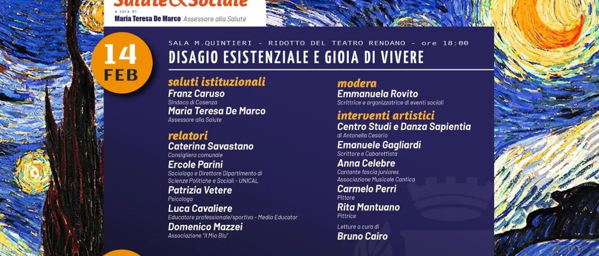Disagio esistenziale e gioia di vivere: convegno al Teatro Rendano