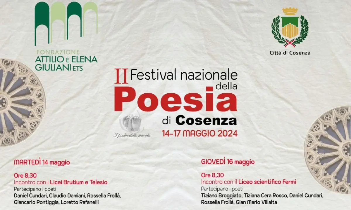 Torna a Cosenza il Festival nazionale della poesia: al via la seconda edizione