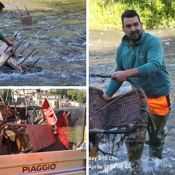 Cosenza, follia nel Crati. Gettano sedie nel fiume per smaltirle