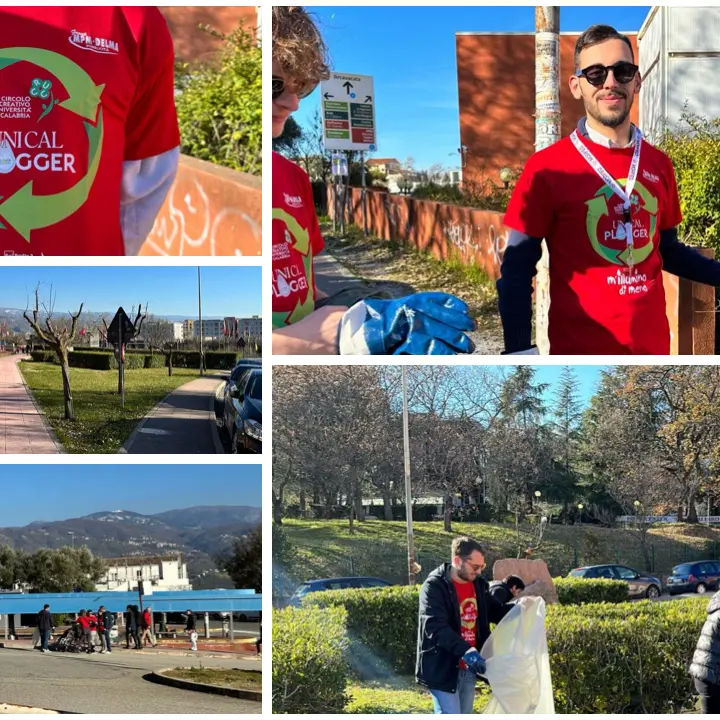 Unical Plogger, tutti a passeggio con i sacchi in mano per ripulire il campus