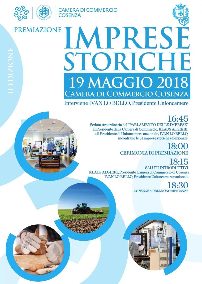 \"Premio Imprese Storiche\", la Camera di Commercio di Cosenza elogia 31 aziende