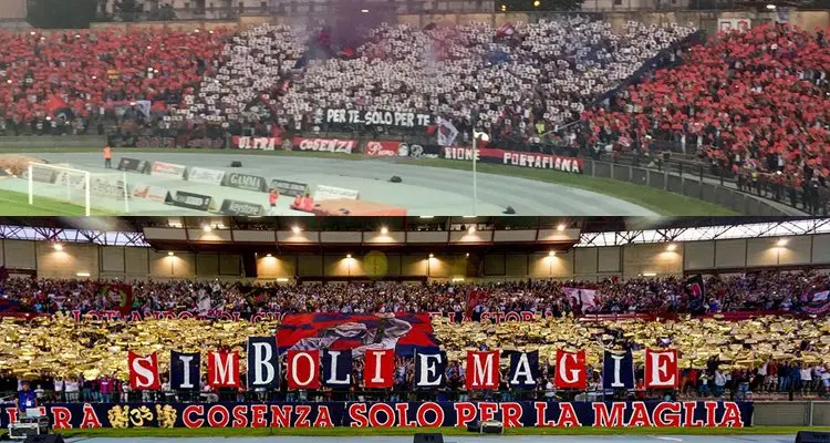 Curva Bergamini e Tribuna A, il video delle due coreografie di Cosenza-Sudtirol