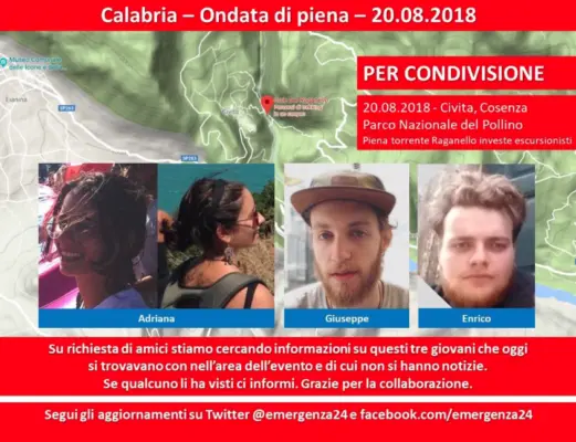 Tragedia Raganello, le foto di 3 escursionisti. I pompieri recuperano un uomo [VIDEO]