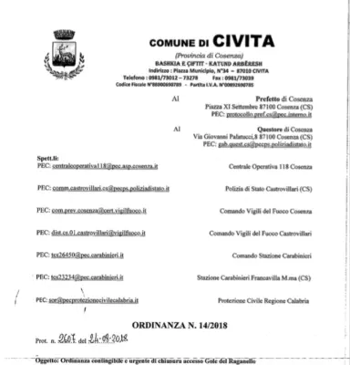 Gole del Raganello, ordinanza del sindaco di Civita: «Ingresso vietato»