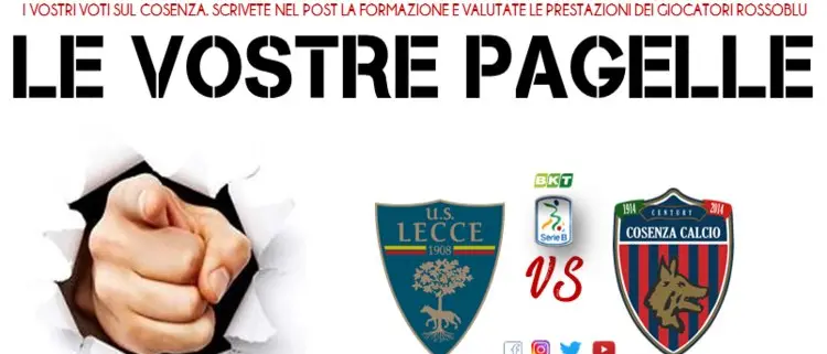 Lecce-Cosenza: le pagelle dei tifosi. Si salva soltanto Tutino