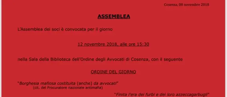 Prescrizione, domani assemblea della Camera Penale di Cosenza