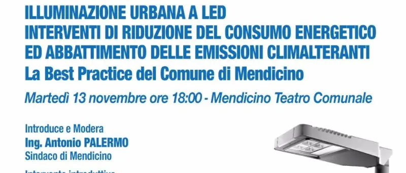 Mendicino, martedì un convegno sull'illuminazione a Led