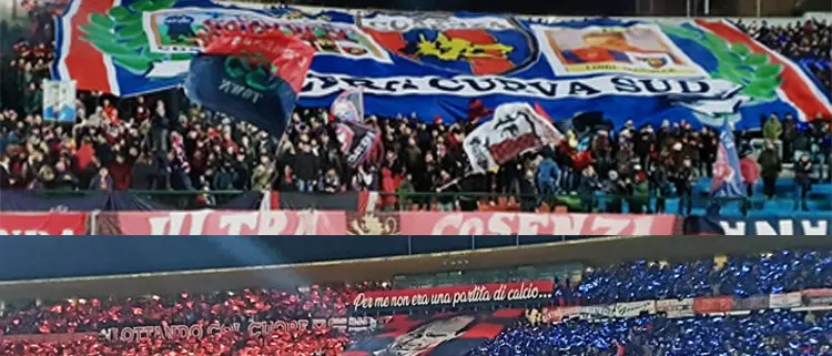 Cosenza-Salernitana: le coreografie riprese dal campo [VIDEO]