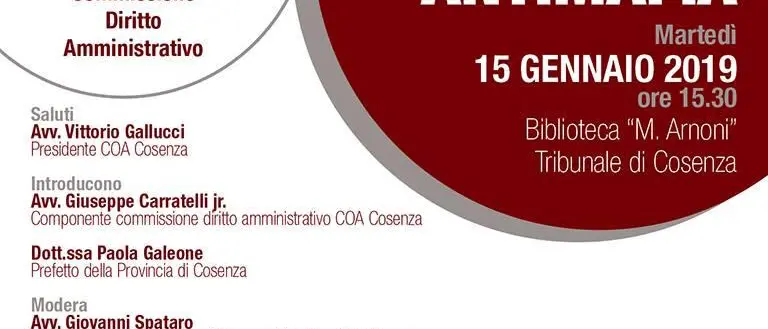 Interdittive antimafia, convegno a Cosenza tra avvocati e magistrati