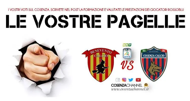 Benevento-Cosenza: le pagelle dei tifosi. Tutino e Sciaudone su tutti