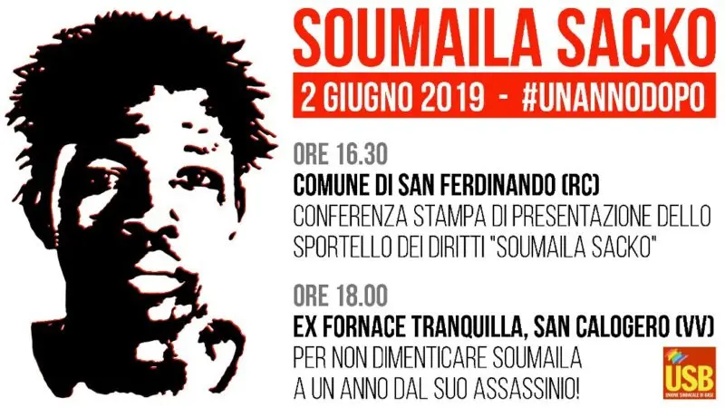 L'Usb ricorda Soumaila Sacko, il bracciante ucciso un anno fa