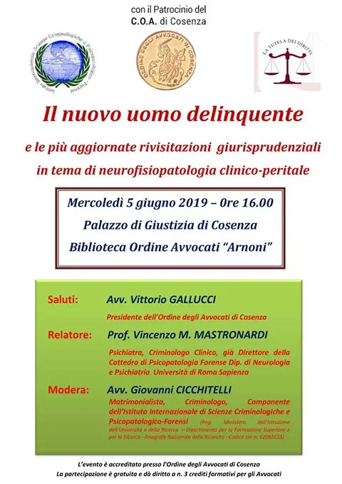 \"Il nuovo uomo delinquente\", convegno a Cosenza: ecco chi parteciperà