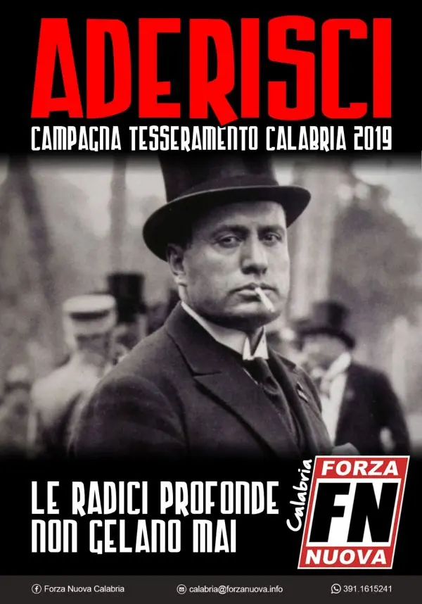 Mussolini \"testimonial\" del tesseramento di Forza Nuova Calabria