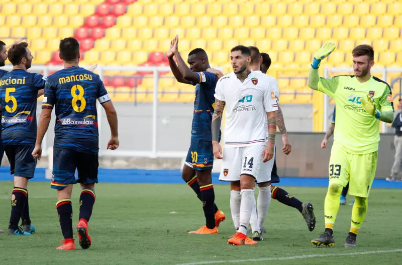 LECCE CAMPIONATO 2019-2020 ESULTANZA BABACAR MICHEL CAPUTO/SILPRESS
